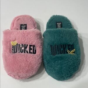 Wicked Pink and Green Fuzzy Slippers | S 5/6